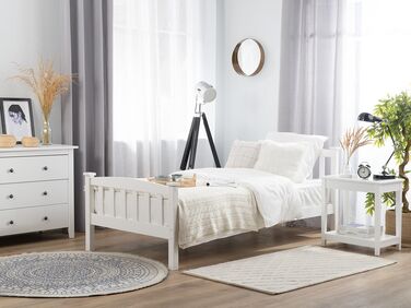 Wooden EU Single Size Bed White GIVERNY