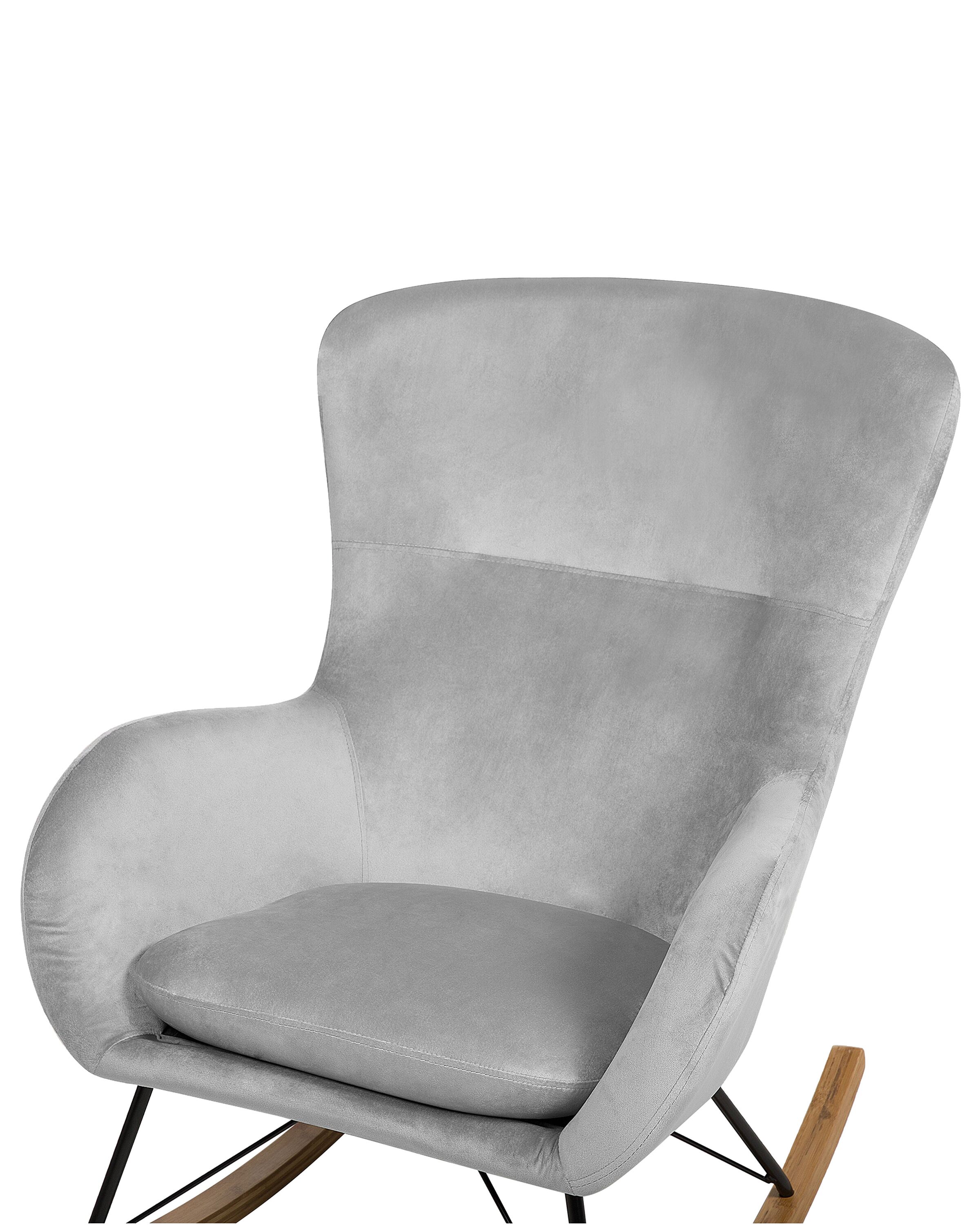 Velvet Rocking Chair Light Grey ELLAN Beliani.co.uk