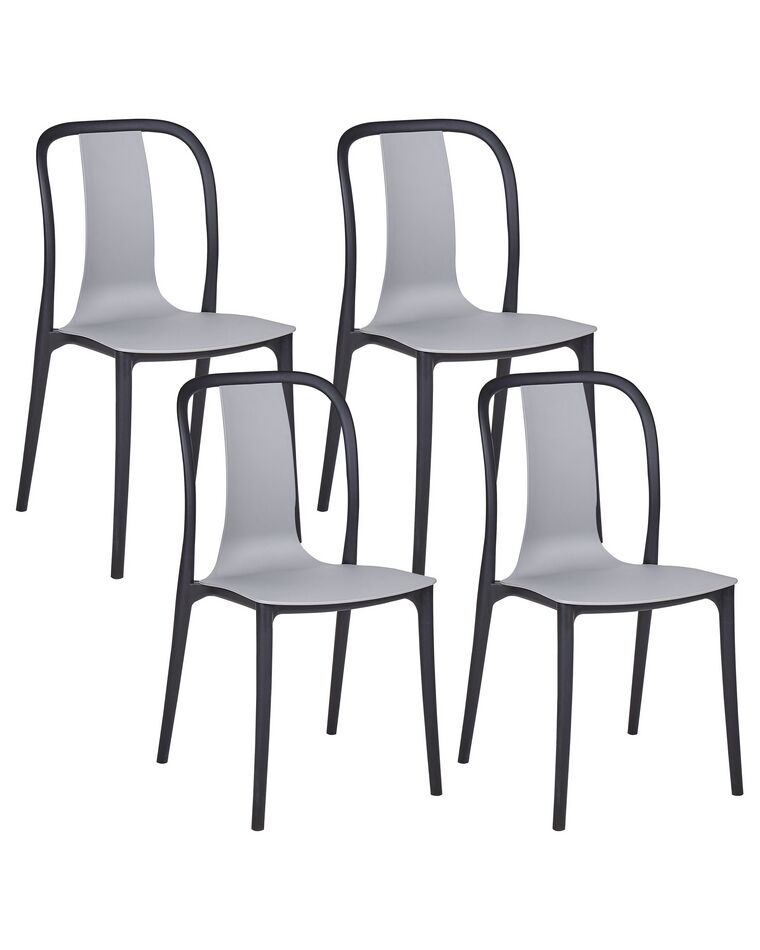 Conjunto de 4 cadeiras de jardim cinzento e preto SPEZIA_901872
