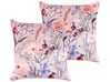 Set of 2 Velvet Cushions Flower Motif 45 x 45 cm Pink ANEMONES_854582