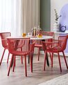 Set of 4 Plastic Dining Chairs Red PESARO_825412