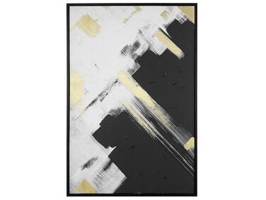 Abstract Framed Canvas Wall Art 63 x 93 cm Black and White SORA