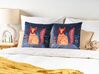 Set of 2 Velvet Kids Cushions Fox Motif 45 x 45 cm Dark Blue FIRESPIKE_879439