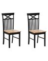 Zestaw 2 krzeseł do jadalni drewniany jasny z czarnym HOUSTON_745119