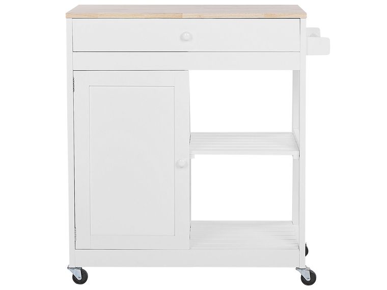 Servierwagen weiß / heller Holzfarbton mit Schublade TRAPANI Beliani.at