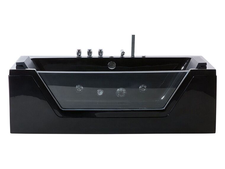 Whirlpool Bath with LED 1530 mm Black SAMANA | Beliani.co.uk