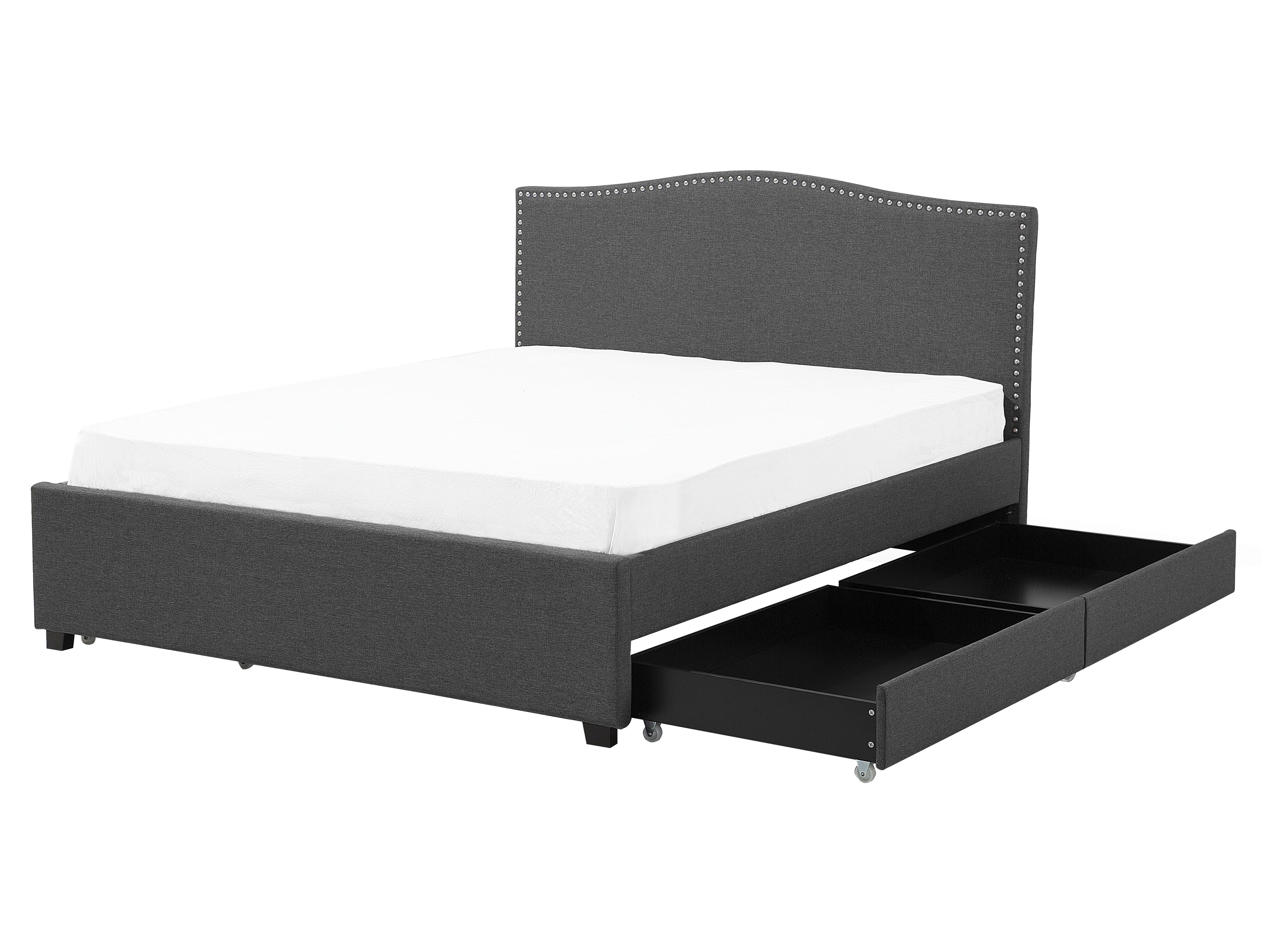 Fabric Eu King Size Bed With Storage Grey Montpellier Beliani De