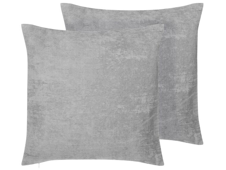 Set of 2 Cord Cushions 45 x 45 cm Grey NOLANA_770181