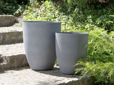 Set of 2 Plant Pots 43 x 43 x 52 cm Grey CROTON