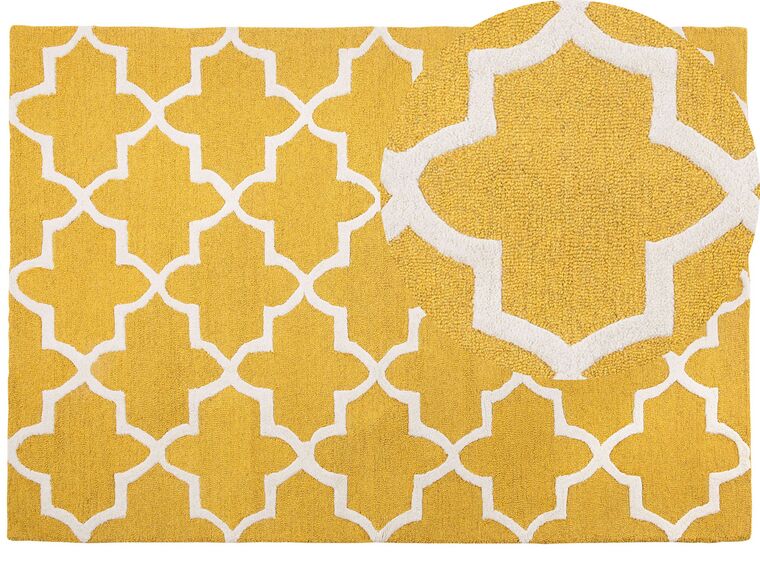 Teppich gelb 160 x 230 cm marokkanisches Muster Kurzflor SILVAN_802946