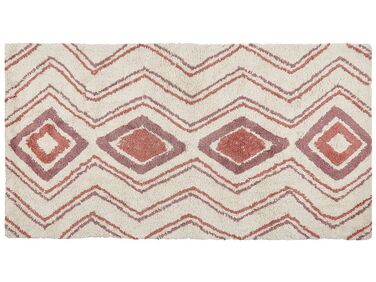 Teppich Baumwolle beige / rosa 80 x 150 cm geometrisches Muster KASTAMONU