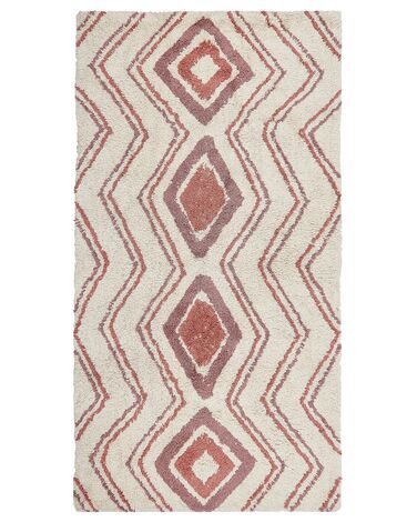 Teppich Baumwolle beige / rosa 80 x 150 cm geometrisches Muster KASTAMONU