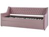 Rozkládací sametová postel 90 x 200 cm růžová MONTARGIS_798315