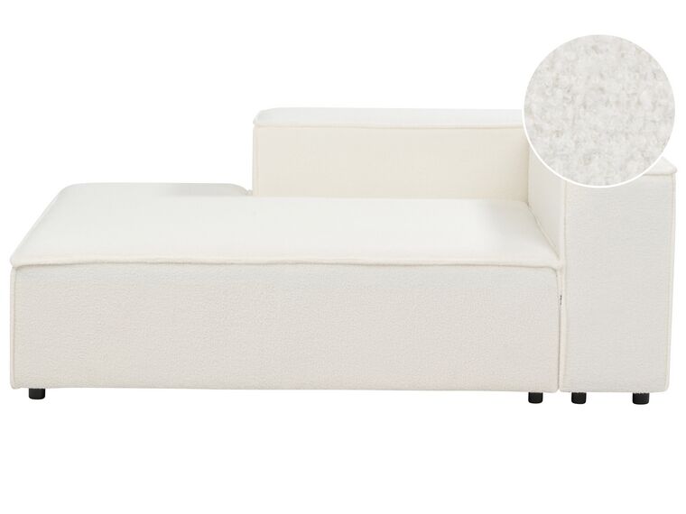 Right Hand Boucle Chaise Lounge White APRICA_908218