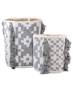 Puuvillakori luonnonvalkoinen/harmaa 2 kpl KALAI Puuvillakori luonnonvalkoinen/harmaa 2 kpl KALAI