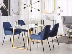 Ruokapöytä lasitasolla metalli vaalea puu 140 x 80 cm TACOMA Ruokapöytä lasitasolla metalli vaalea puu 140 x 80 cm TACOMA