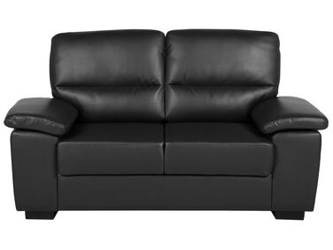 2 Seater Faux Leather Sofa  Black VOGAR