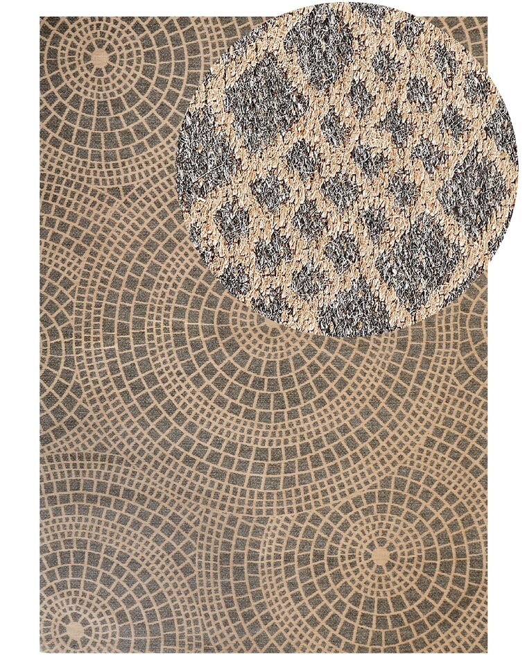 Teppich Jute beige / grau 160 x 230 cm geometrisches Muster Kurzflor ARIBA_852801