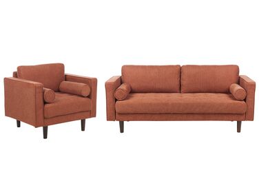 Conjunto de sofás 4 lugares em tecido castanho dourado NURMO