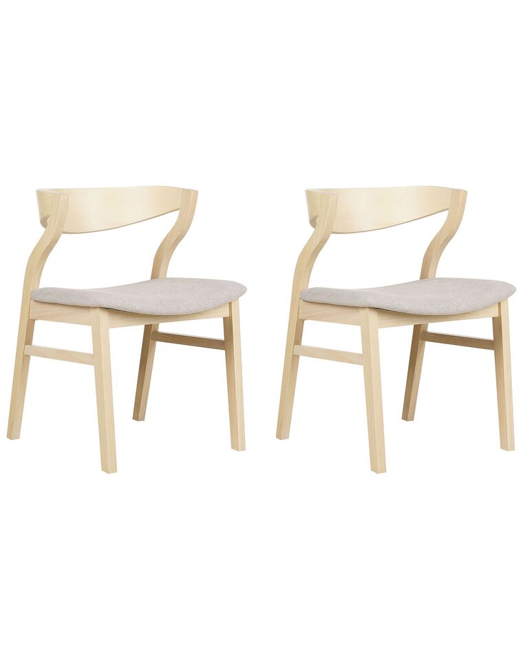 Conjunto de 2 sillas de comedor de madera clara y beige MAROA_881078