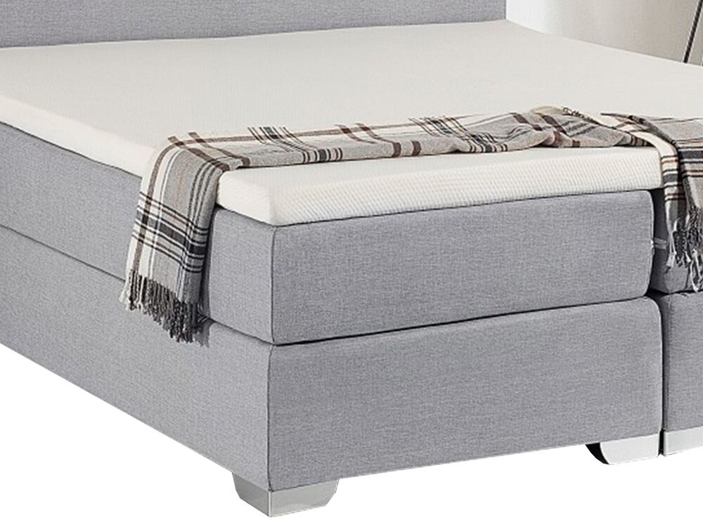 Fabric EU Super King Size Divan Bed Light Grey PRESIDENT Beliani.co.uk