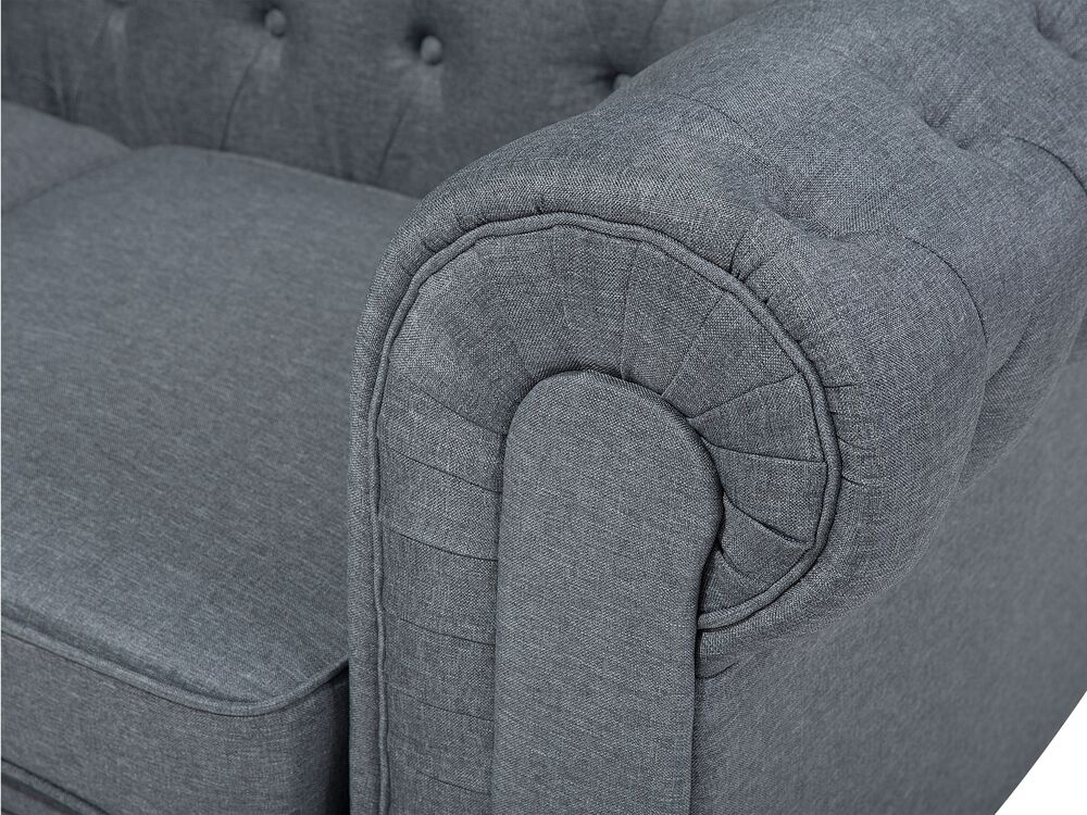 Right Hand Fabric Corner Sofa Grey CHESTERFIELD | Beliani.co.uk
