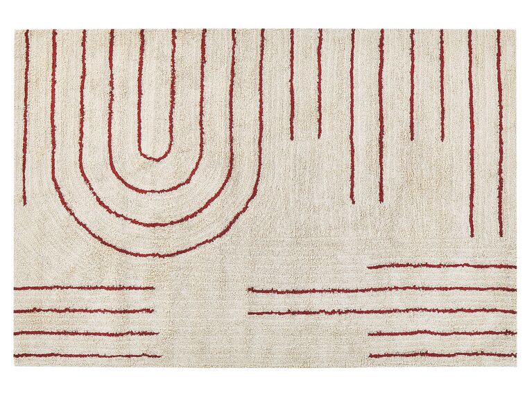Bavlnený koberec 140 x 200 cm béžová/červená TIRUPATI_816821
