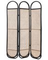 Folding Rattan 3 Panel Room Divider 118 x 180 cm Natural and Black CORTONA_866371