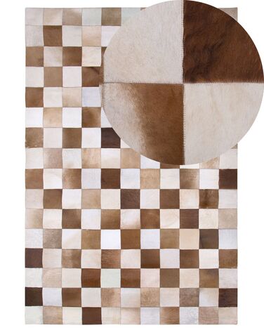 Dywan skórzany 140 x 200 cm brązowo-beżowy SOLMAZ