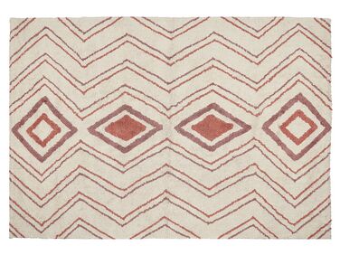 Teppich Baumwolle beige / rosa 140 x 200 cm geometrisches Muster KASTAMONU