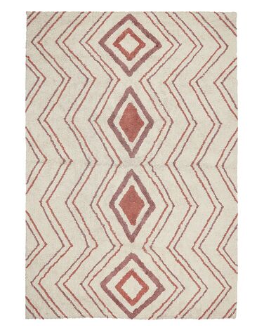 Teppich Baumwolle beige / rosa 140 x 200 cm geometrisches Muster KASTAMONU