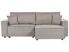 Left Hand Fabric Corner Sofa Bed with Storage Taupe KARILA_886019