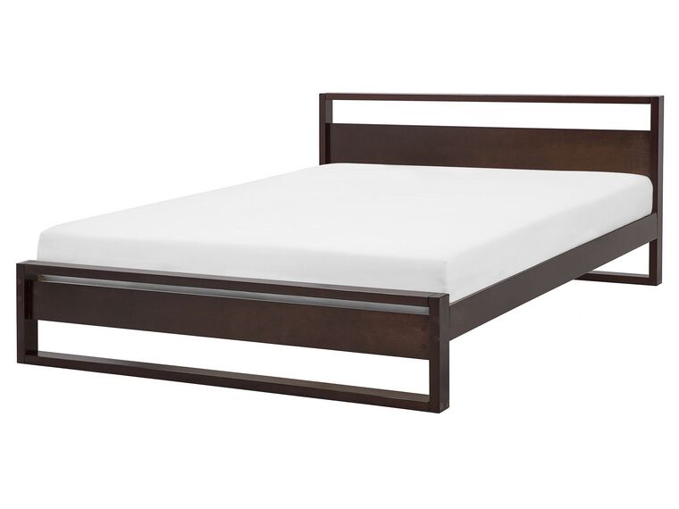 Łóżko drewniane 160 x 200 cm ciemne GIULIA_743833
