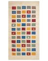 Alfombra gabbeh de lana beige/amarillo/rojo/azul 80 x 150 cm MURATLI_855816
