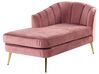 Chaise longue rechtszijdig fluweel roze ALLIER_870892