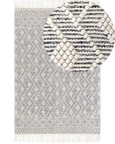 Wool Area Rug 160 x 230 cm Black and White KAVAK