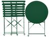 Salon de jardin bistrot table et 2 chaises en acier vert foncé FIORI_906089