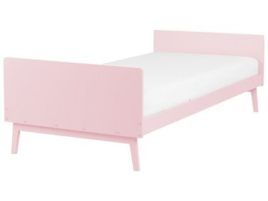 Wooden EU Single Size Bed Pastel Pink BONNAC