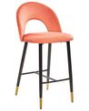 Set of 2 Velvet Bar Chairs Coral Red FALTON_795837
