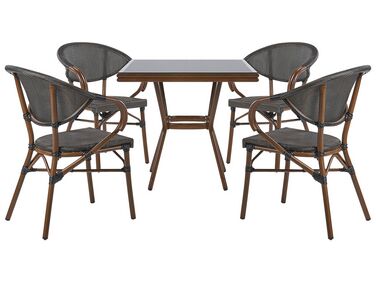 Trädgårdsmöbelset av bord och 4 stolar grå/svart CASPRI