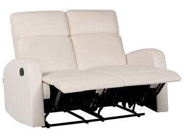 Sofa 2-osobowa welurowa z manualną funkcją relaksu biała VERDAL
