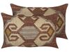 Set of 2 Jute Cushions Geometric Pattern 30 x 50 cm Multicolour URPAD_846596