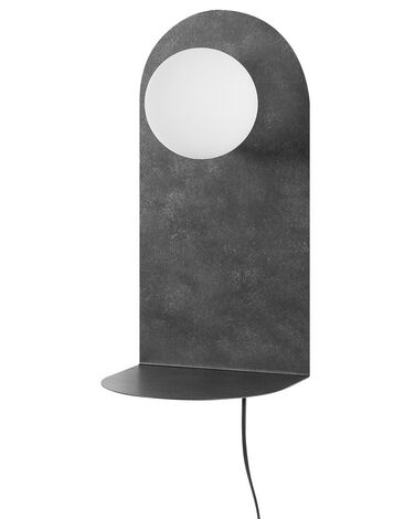 Nástenná kovová lampa s poličkou grafitová sivá MAPI