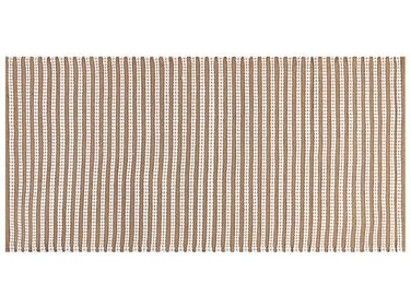 Cotton Area Rug 80 x 150 cm White and Brown SOFULU