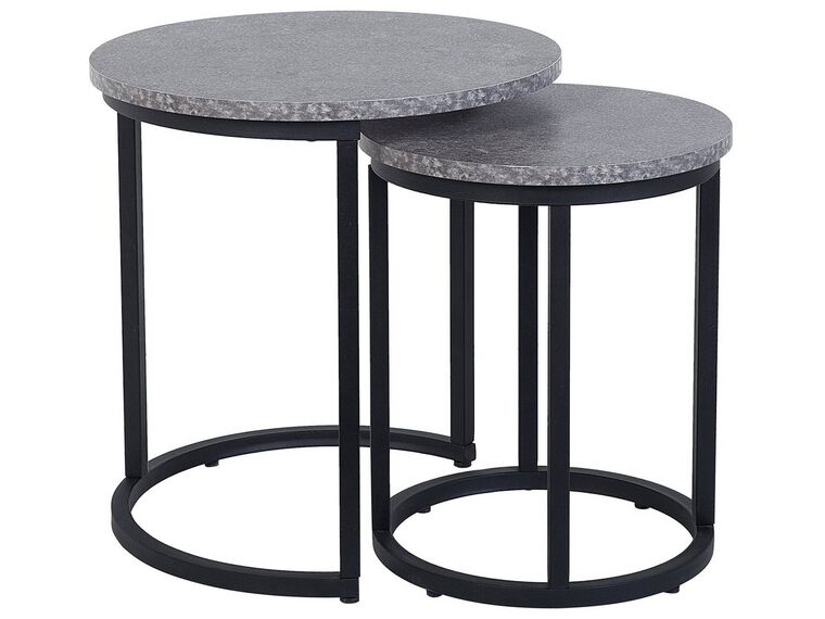Lot de 2 tables appoint béton/noires DIXIE_735541