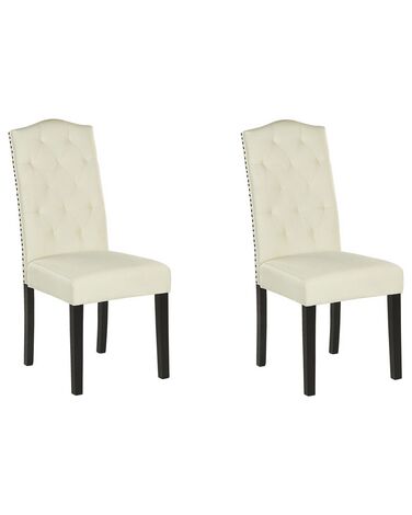 Set of 2 Fabric Dining Chairs Cream SHIRLEY