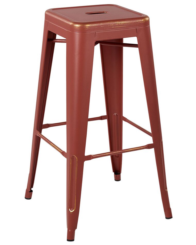 Set of 2 Metal Stools 76 cm Red with Gold CABRILLO Beliani.co.uk