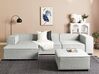 Right Hand 3 Seater Modular Linen Corner Sofa with Ottoman Grey APRICA_874456