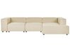 Canapé d'angle à gauche 3 places en lin beige APRICA_856807