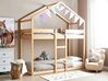 Łóżko piętrowe dziecięce domek drewniane 90 x 200 cm jasne LABATUT_911496